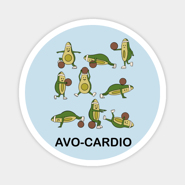 AVOCARDIO Avocado Cardio Funny Vegan Workout Gift Magnet by basselelkadi